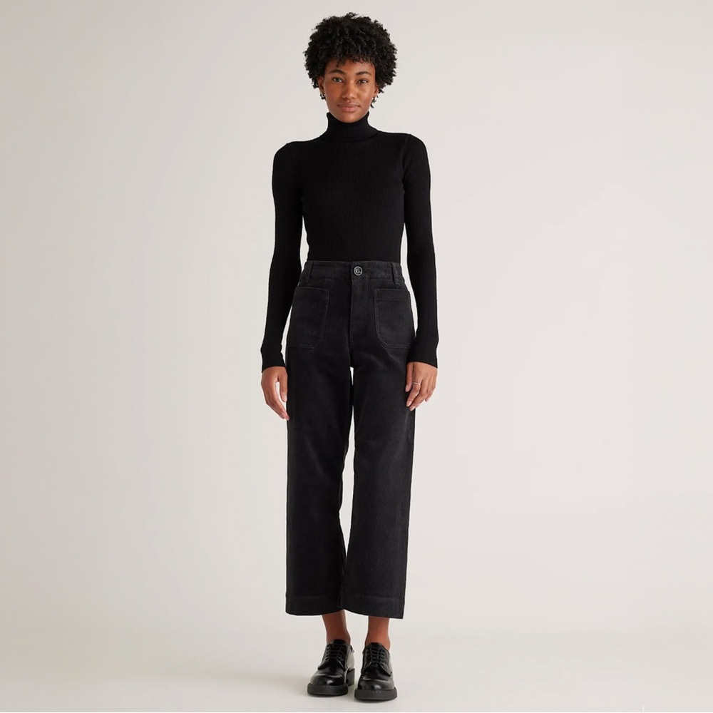 Quince Organic Stretch Corduroy Cropped Wide Leg Pants - Size 6